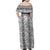 Hawaii Vintage Gray Hibiscus Tapa Pattern Family Matching Off Shoulder Maxi Dress and Hawaiian Shirt