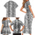 Hawaii Vintage Gray Hibiscus Tapa Pattern Family Matching Short Sleeve Bodycon Dress and Hawaiian Shirt