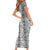 Hawaii Vintage Gray Hibiscus Tapa Pattern Family Matching Short Sleeve Bodycon Dress and Hawaiian Shirt