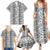 Hawaii Vintage Gray Hibiscus Tapa Pattern Family Matching Summer Maxi Dress and Hawaiian Shirt