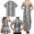 Hawaii Vintage Gray Hibiscus Tapa Pattern Family Matching Summer Maxi Dress and Hawaiian Shirt