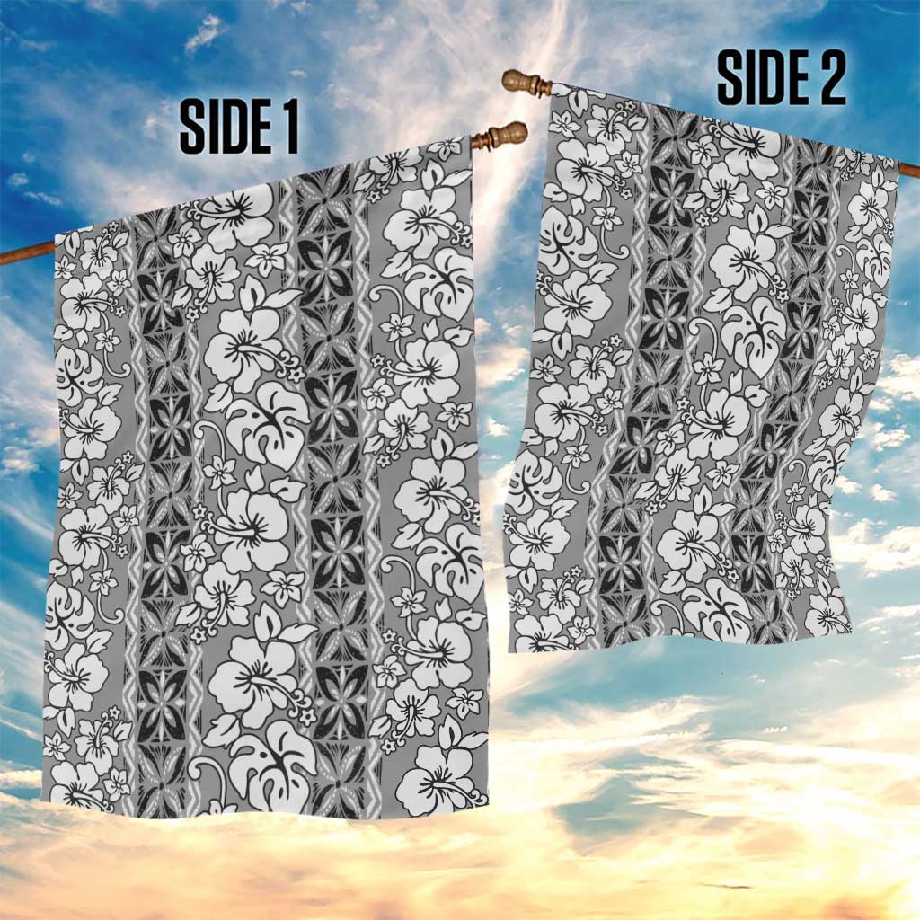 Hawaii Vintage Gray Hibiscus Tapa Pattern Garden Flag LT05 - Polynesian Pride