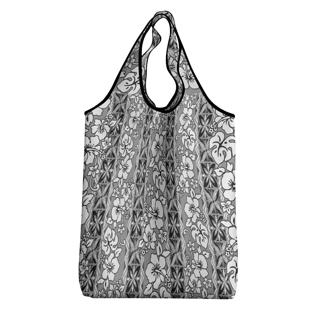 Hawaii Vintage Gray Hibiscus Tapa Pattern Grocery Bag LT05 - Polynesian Pride