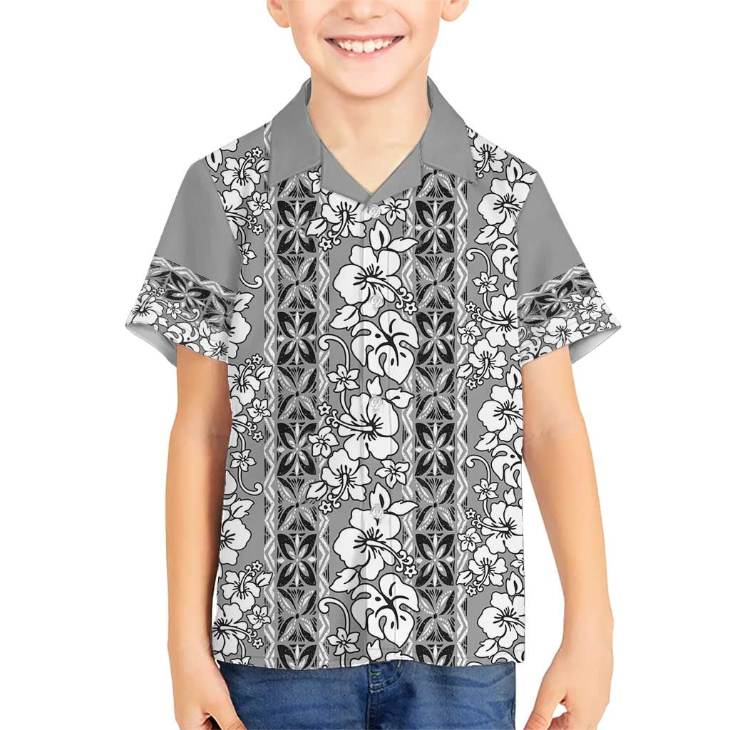 Hawaii Vintage Gray Hibiscus Tapa Pattern Hawaiian Shirt LT05 - Polynesian Pride