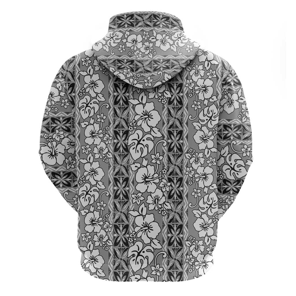 Hawaii Vintage Gray Hibiscus Tapa Pattern Hoodie LT05 - Polynesian Pride