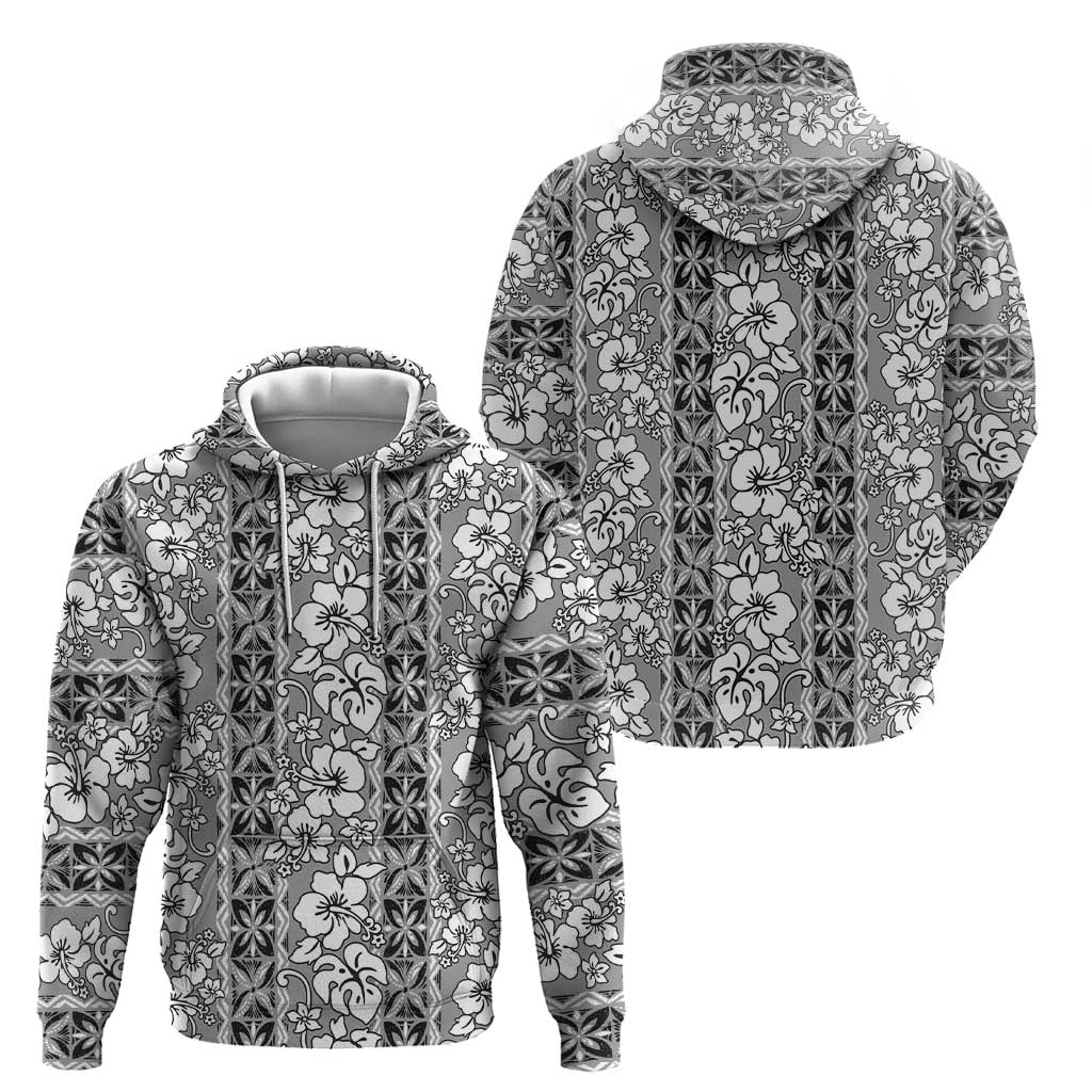 Hawaii Vintage Gray Hibiscus Tapa Pattern Hoodie LT05 - Polynesian Pride