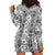 Hawaii Vintage Gray Hibiscus Tapa Pattern Hoodie Dress