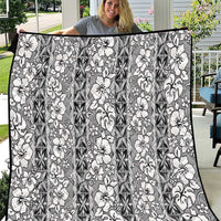 Hawaii Vintage Gray Hibiscus Tapa Pattern Quilt LT05 Gray - Polynesian Pride