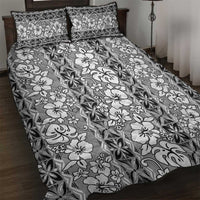 Hawaii Vintage Gray Hibiscus Tapa Pattern Quilt Bed Set LT05 Gray - Polynesian Pride