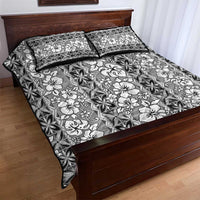Hawaii Vintage Gray Hibiscus Tapa Pattern Quilt Bed Set LT05 - Polynesian Pride