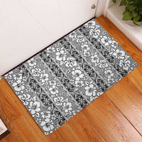 Hawaii Vintage Gray Hibiscus Tapa Pattern Rubber Doormat LT05 - Polynesian Pride