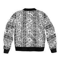 Hawaii Vintage Gray Hibiscus Tapa Pattern Sleeve Zip Bomber Jacket LT05 - Polynesian Pride