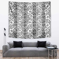 Hawaii Vintage Gray Hibiscus Tapa Pattern Tapestry LT05 Gray - Polynesian Pride