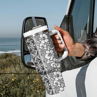 Hawaii Vintage Gray Hibiscus Tapa Pattern Tumbler With Handle LT05 - Polynesian Pride