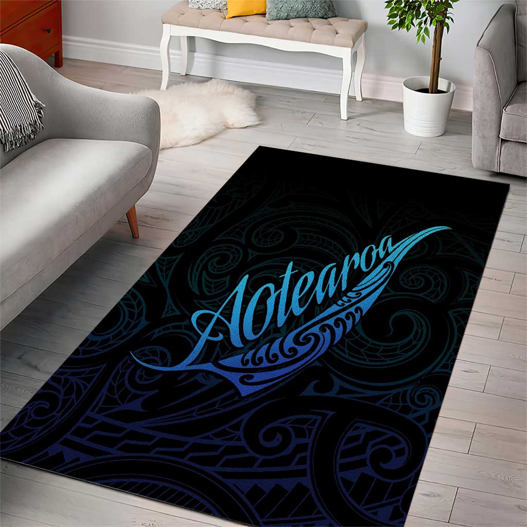 Aotearoa New Zealand Area Rug Koru Fern Blue Gradient LT05 - Polynesian Pride