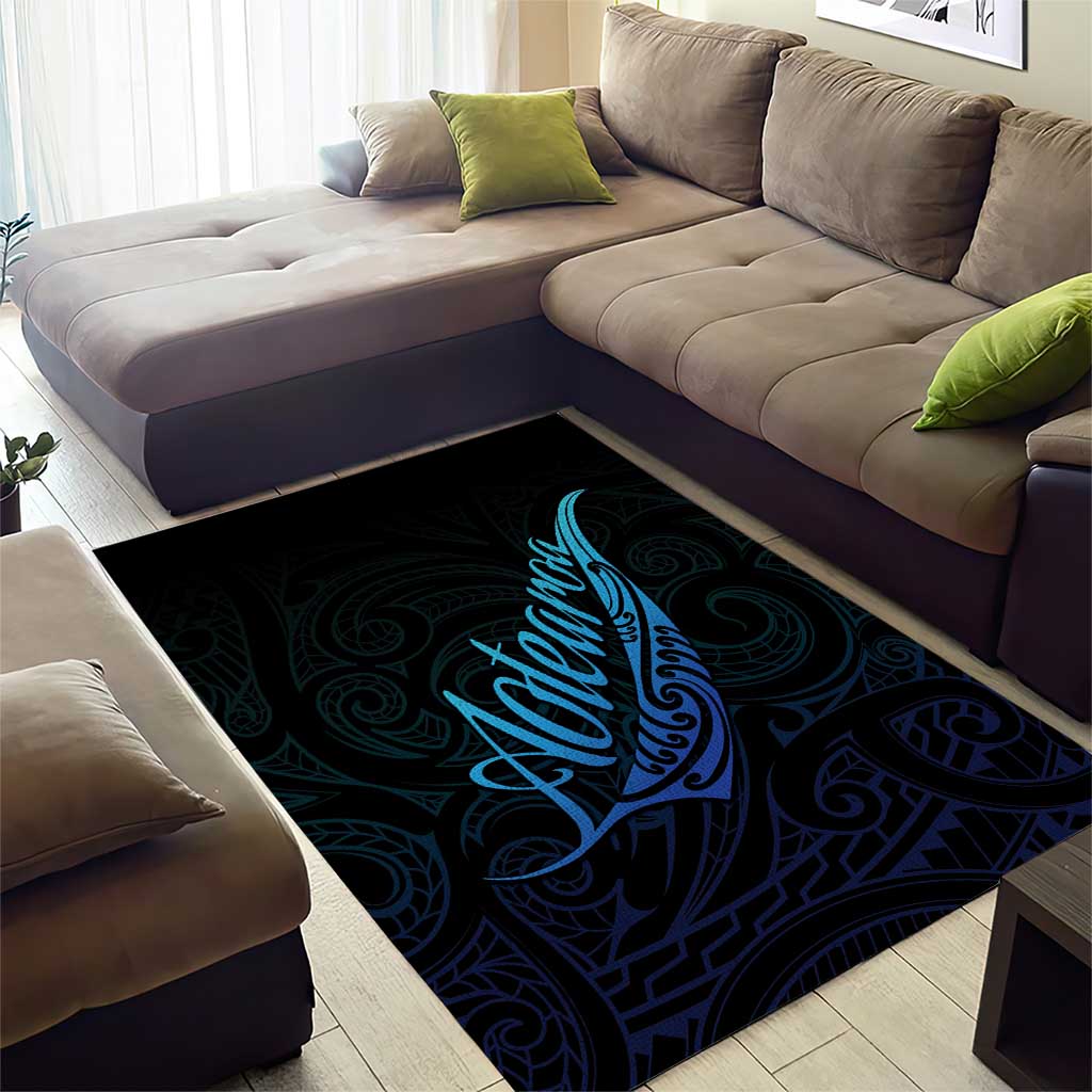 Aotearoa New Zealand Area Rug Koru Fern Blue Gradient LT05 - Polynesian Pride