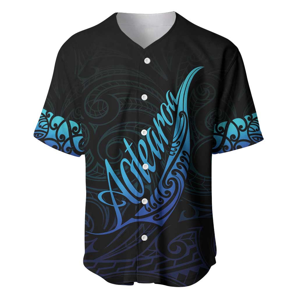 Aotearoa New Zealand Baseball Jersey Koru Fern Blue Gradient LT05 Blue - Polynesian Pride