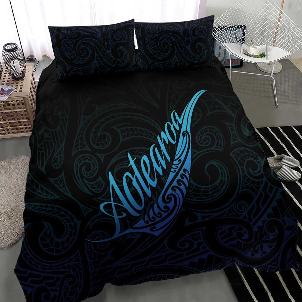 Aotearoa New Zealand Bedding Set Koru Fern Blue Gradient LT05 - Polynesian Pride