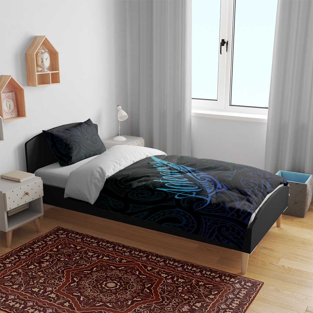 Aotearoa New Zealand Bedding Set Koru Fern Blue Gradient LT05 - Polynesian Pride
