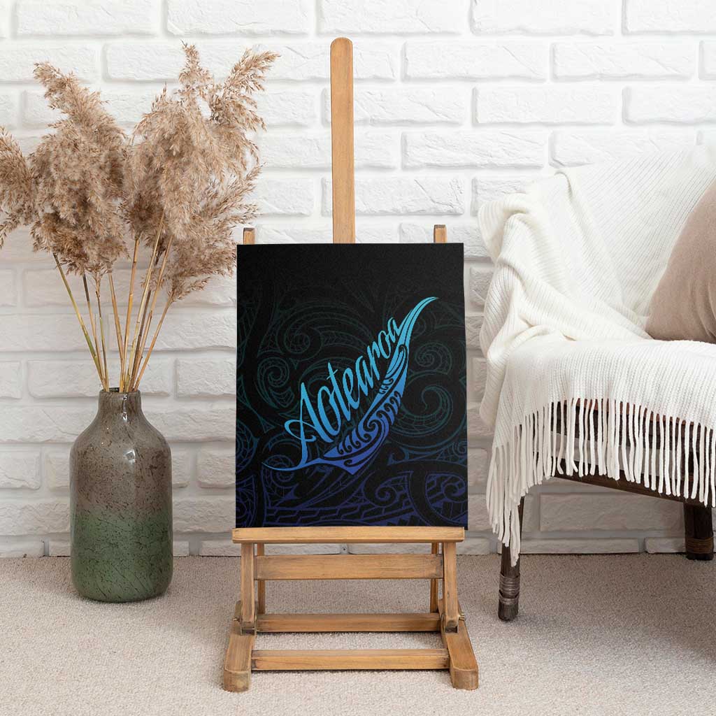 Aotearoa New Zealand Canvas Wall Art Koru Fern Blue Gradient LT05 - Polynesian Pride