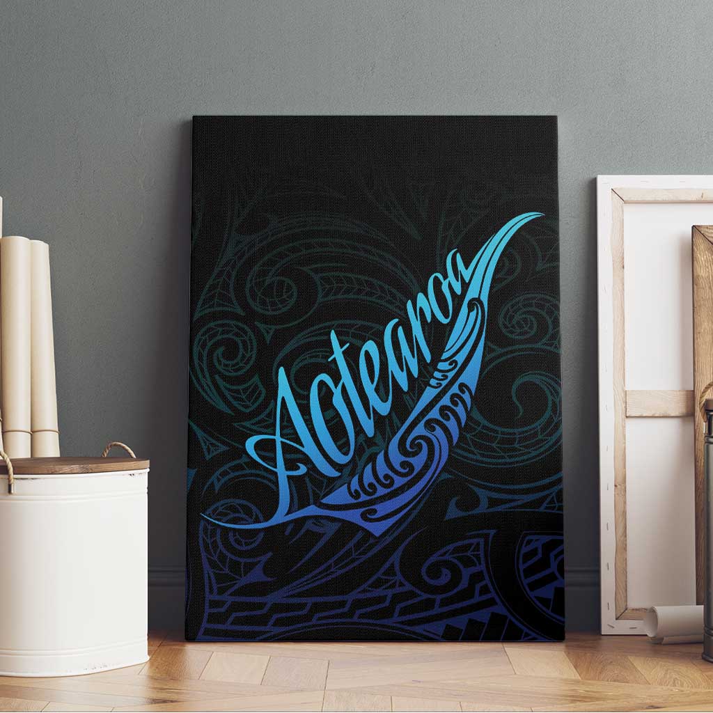 Aotearoa New Zealand Canvas Wall Art Koru Fern Blue Gradient LT05 - Polynesian Pride