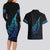 Aotearoa New Zealand Couples Matching Long Sleeve Bodycon Dress and Hawaiian Shirt Koru Fern Blue Gradient