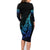 Aotearoa New Zealand Family Matching Long Sleeve Bodycon Dress and Hawaiian Shirt Koru Fern Blue Gradient