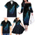 Aotearoa New Zealand Family Matching Off The Shoulder Long Sleeve Dress and Hawaiian Shirt Koru Fern Blue Gradient