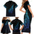 Aotearoa New Zealand Family Matching Short Sleeve Bodycon Dress and Hawaiian Shirt Koru Fern Blue Gradient