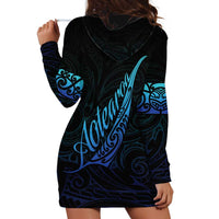 Aotearoa New Zealand Hoodie Dress Koru Fern Blue Gradient LT05 - Polynesian Pride