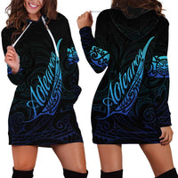 Aotearoa New Zealand Hoodie Dress Koru Fern Blue Gradient LT05 - Polynesian Pride