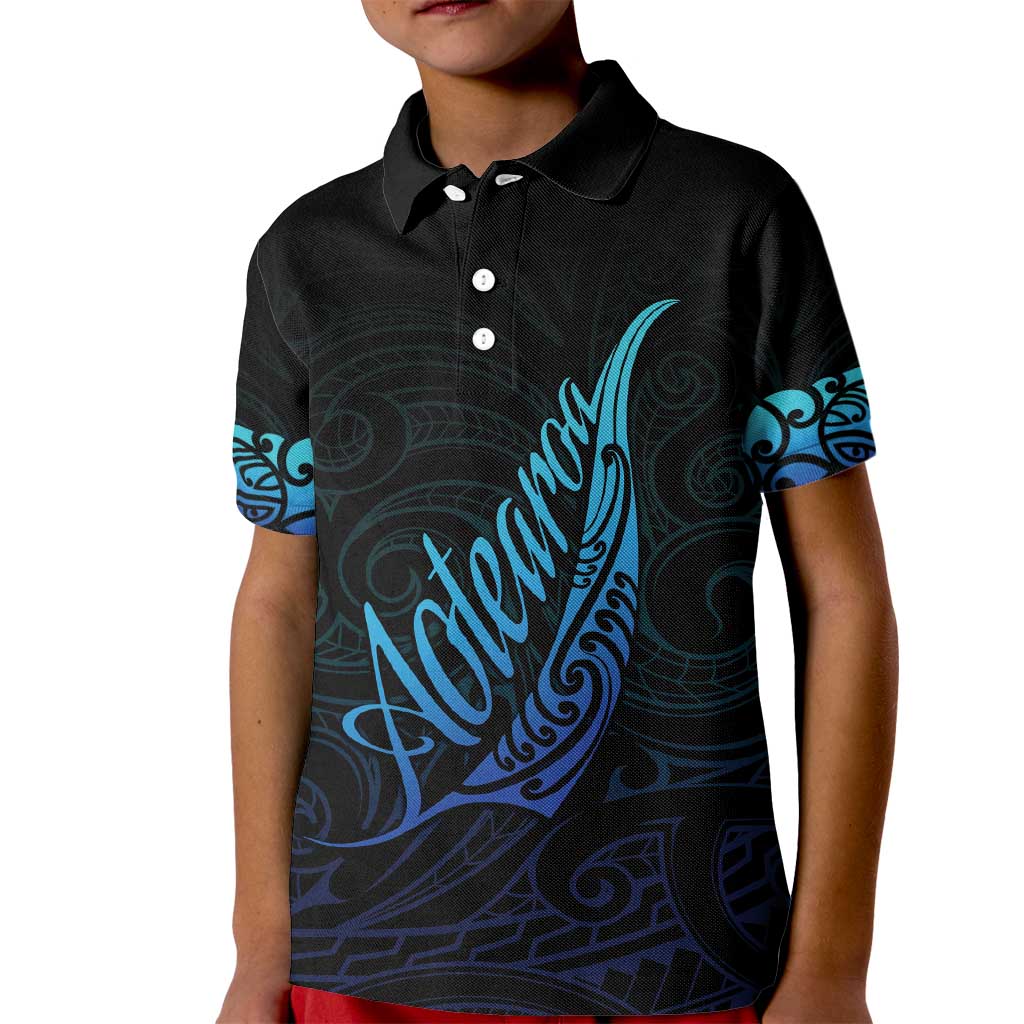 Aotearoa New Zealand Kid Polo Shirt Koru Fern Blue Gradient LT05 Kid Blue - Polynesian Pride