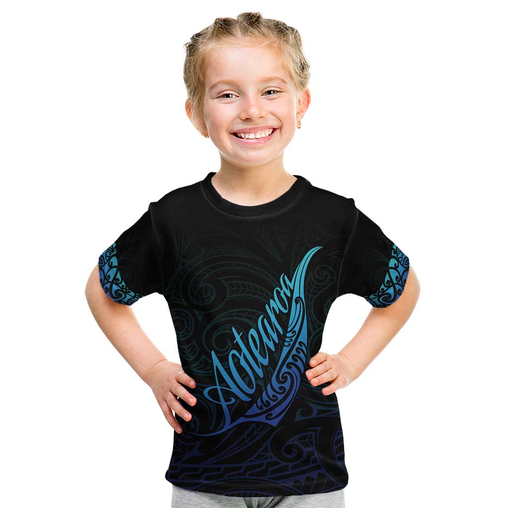 Aotearoa New Zealand Kid T Shirt Koru Fern Blue Gradient