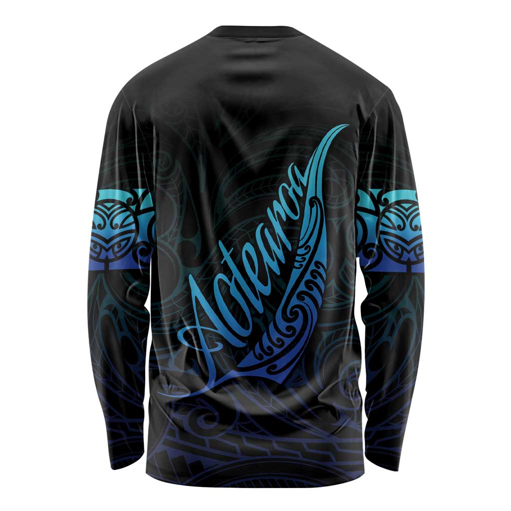 Aotearoa New Zealand Long Sleeve Shirt Koru Fern Blue Gradient LT05 - Polynesian Pride