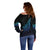 Aotearoa New Zealand Off Shoulder Sweater Koru Fern Blue Gradient