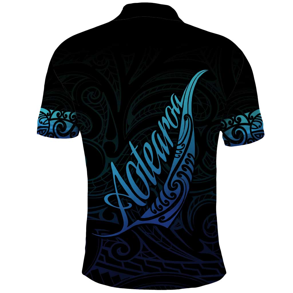 Aotearoa New Zealand Polo Shirt Koru Fern Blue Gradient LT05 - Polynesian Pride