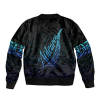 Aotearoa New Zealand Sleeve Zip Bomber Jacket Koru Fern Blue Gradient LT05 - Polynesian Pride
