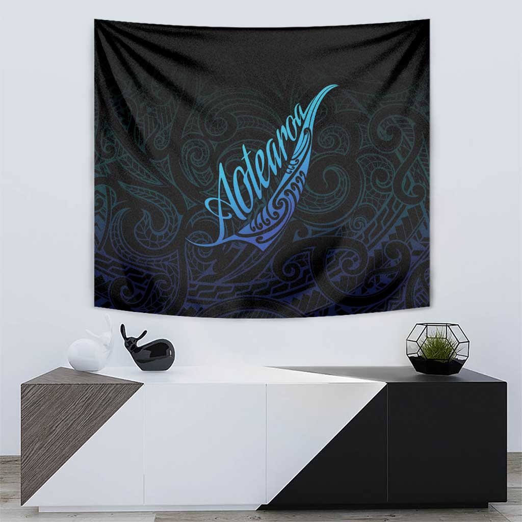 Aotearoa New Zealand Tapestry Koru Fern Blue Gradient LT05 - Polynesian Pride