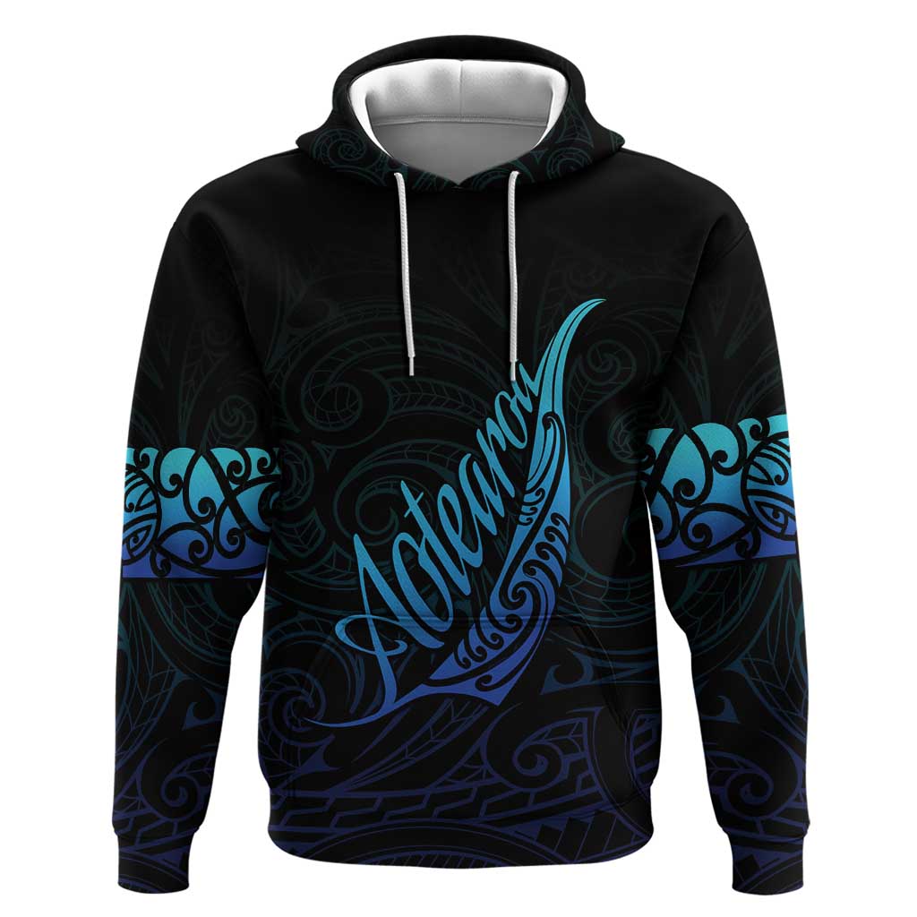 Aotearoa New Zealand Zip Hoodie Koru Fern Blue Gradient LT05 Pullover Hoodie Blue - Polynesian Pride
