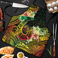 Hawaii Discoverers Day Apron Polynesian Fish Hook With Hibiscus Reggae