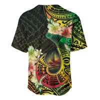 Hawaii Discoverers Day Baseball Jersey Polynesian Fish Hook With Hibiscus Reggae