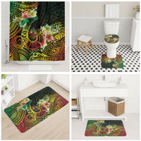 Hawaii Discoverers Day Bathroom Set Polynesian Fish Hook With Hibiscus Reggae
