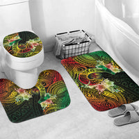 Hawaii Discoverers Day Bathroom Set Polynesian Fish Hook With Hibiscus Reggae