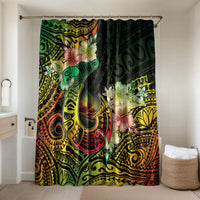 Hawaii Discoverers Day Bathroom Set Polynesian Fish Hook With Hibiscus Reggae
