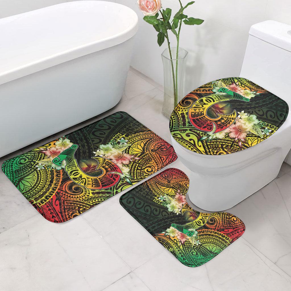 Hawaii Discoverers Day Bathroom Set Polynesian Fish Hook With Hibiscus Reggae