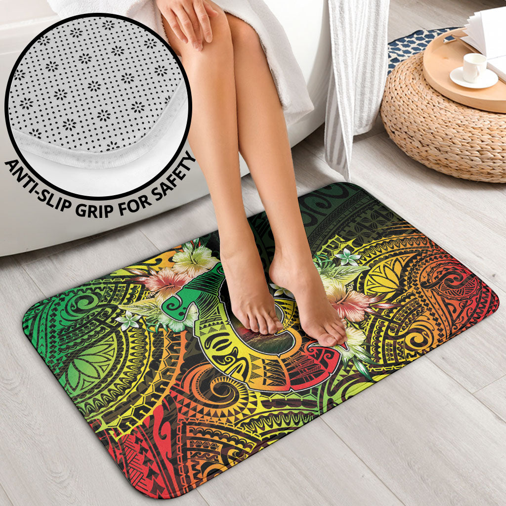 Hawaii Discoverers Day Bathroom Set Polynesian Fish Hook With Hibiscus Reggae