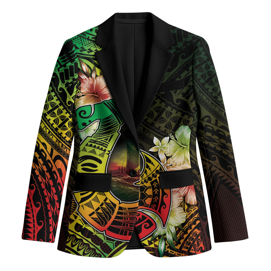 Hawaii Discoverers Day Blazer Polynesian Fish Hook With Hibiscus Reggae LT05 Unisex Reggae - Polynesian Pride
