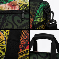 Hawaii Discoverers Day Duffle Bag Polynesian Fish Hook With Hibiscus Reggae
