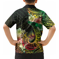 Hawaii Discoverers Day Kid Hawaiian Shirt Polynesian Fish Hook With Hibiscus Reggae LT05 - Polynesian Pride