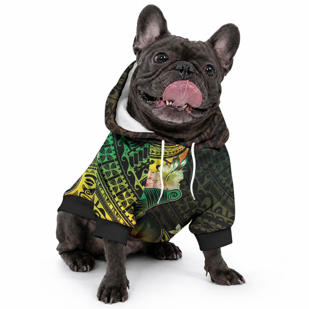 Hawaii Discoverers Day Pet Hoodie Polynesian Fish Hook With Hibiscus Reggae LT05 - Polynesian Pride